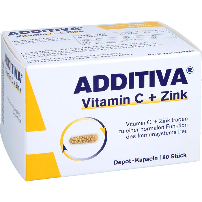 ADDITIVA Vitamin C + Zink Depotkapseln für eine normale Funktion des Immunsystems, 80 pc Capsules