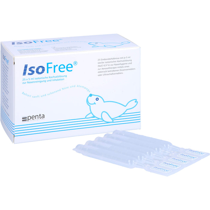 IsoFree sterile isotonische Kochsalzlösung zur Nasenreinigung und Inhalation, 25 pc Pipettes à dose unique