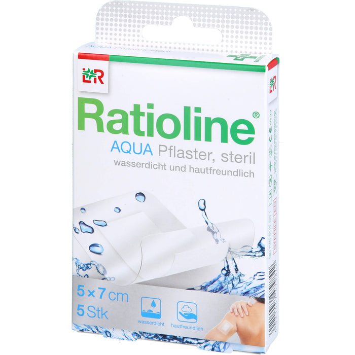 Ratioline aqua Duschpflaster plus 5x7cm steril, 5 pc Pansement