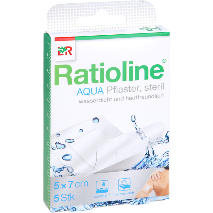 Ratioline aqua Duschpflaster plus 5x7cm steril, 5 pc Pansement