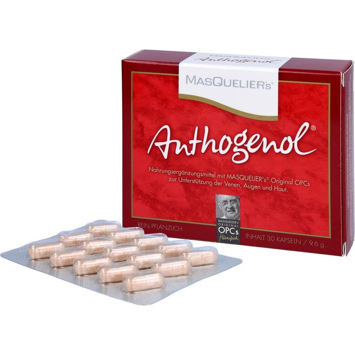 MASQUELIERs Anthogenol OPC Kapseln zur Unterstützung der Venen, Augen und Haut, 30 pcs. Capsules