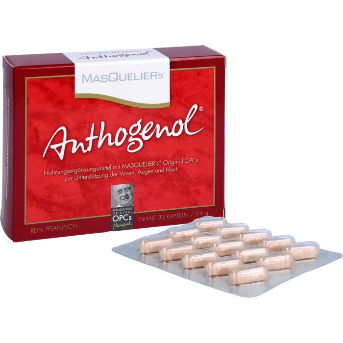 MASQUELIERs Anthogenol OPC Kapseln zur Unterstützung der Venen, Augen und Haut, 30 pcs. Capsules