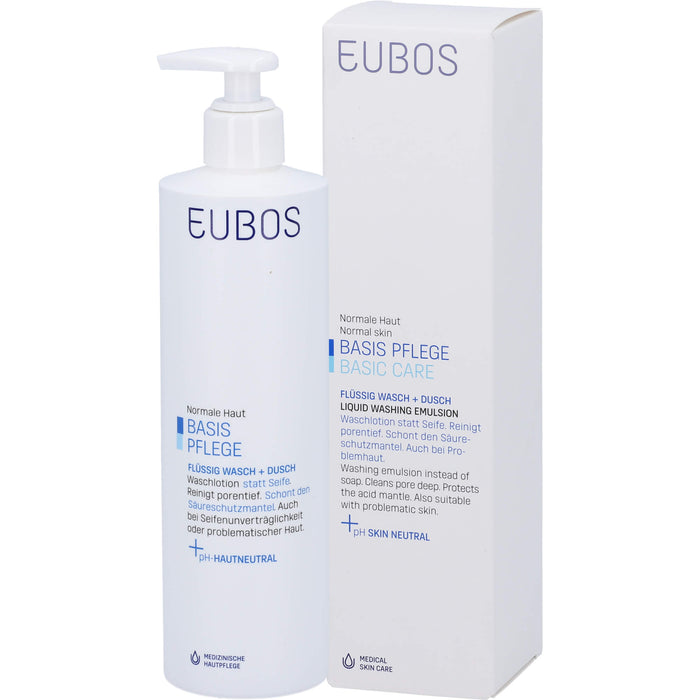 EUBOS flüssige Waschlotion für normale Haut blau pH neutral mit Dosierspender, 400 ml Lösung
