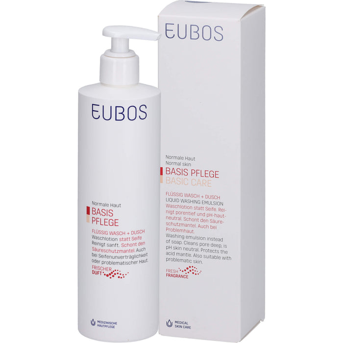 EUBOS flüssige Waschlotion für normale Haut rot mit frischem Duft mit Dosierspender, 400 ml Solution