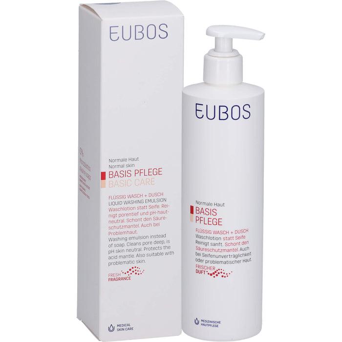 EUBOS flüssige Waschlotion für normale Haut rot mit frischem Duft mit Dosierspender, 400 ml Solution