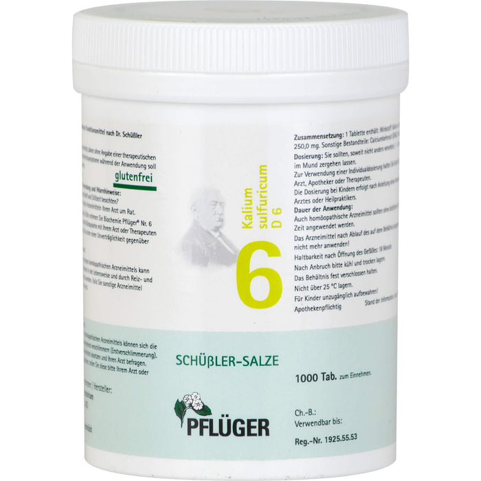 Pflüger Biochemie Nr.6 Kalium sulfuricum D6 Tabletten, 1000 St. Tabletten