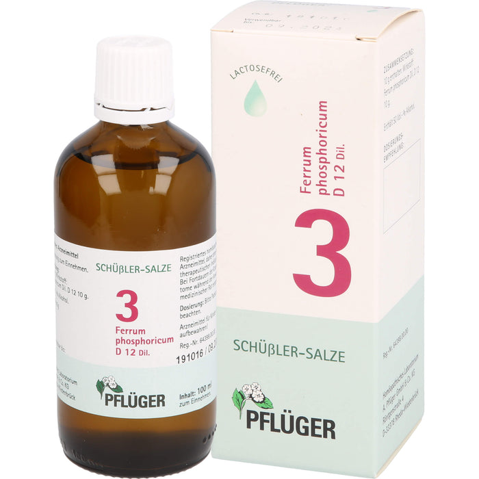 Pflüger Biochemie Nr.3 Ferrum phosphoricum D12 Dilution, 100 ml Solution