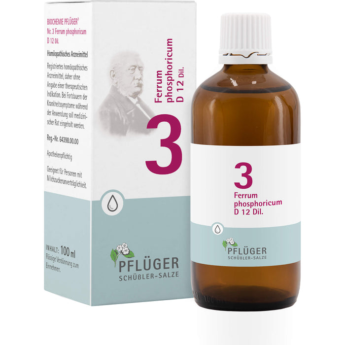 Pflüger Biochemie Nr.3 Ferrum phosphoricum D12 Dilution, 100 ml Solution