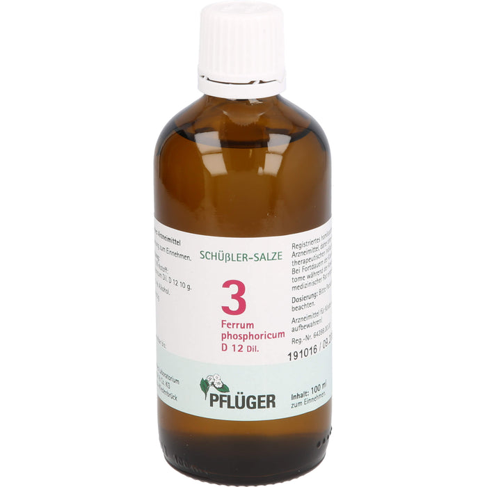 Pflüger Biochemie Nr.3 Ferrum phosphoricum D12 Dilution, 100 ml Solution