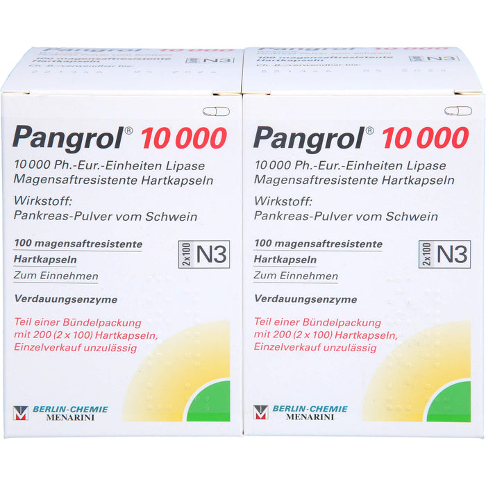 Pangrol  10 000, 10 000 Ph.-Eur.-Einheiten Lipase Magensaftresistente Hartkapseln, 200 St. Kapseln