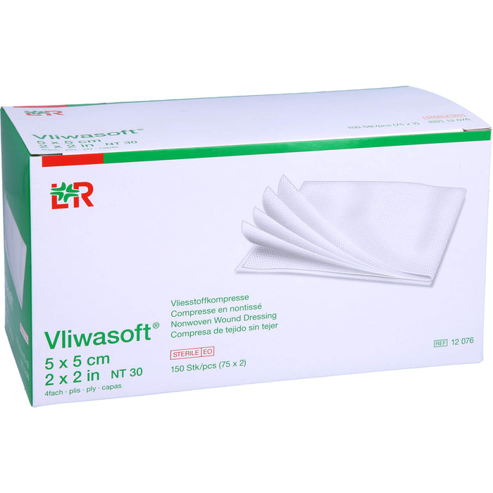Vliwasoft Vliesstoffkompresse steril 5 x 5 cm 4lagig, 150 pcs. Compresses