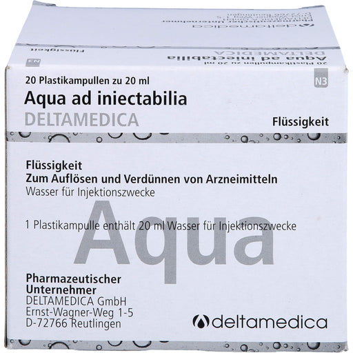 DELTAMEDICA Aqua ad injectabilia 20 ml Lösung, 20 St. Ampullen