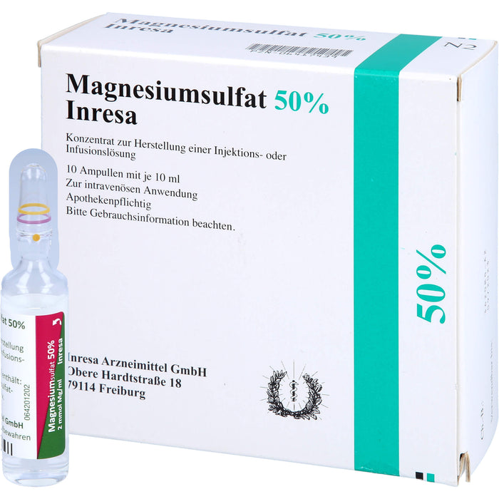 Magnesiumsulfat 50 % Inresa Konzentrat bei Schwangerschaftsvergiftung und Krämpfen, 100 ml Solution