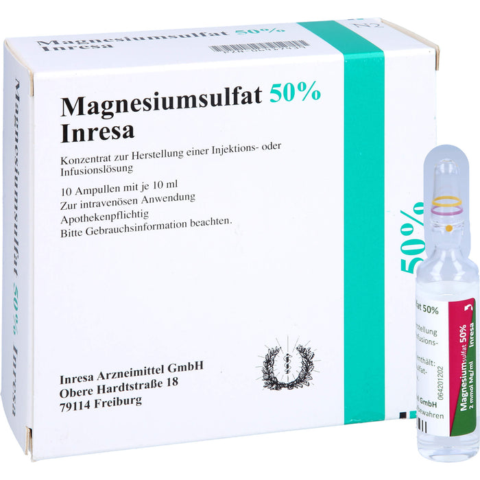Magnesiumsulfat 50 % Inresa Konzentrat bei Schwangerschaftsvergiftung und Krämpfen, 100 ml Solution
