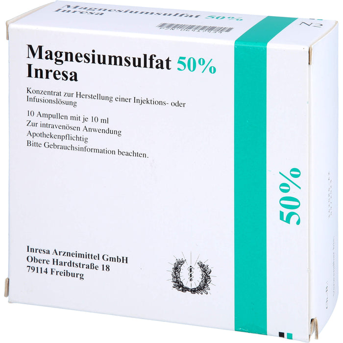 Magnesiumsulfat 50 % Inresa Konzentrat bei Schwangerschaftsvergiftung und Krämpfen, 100 ml Solution