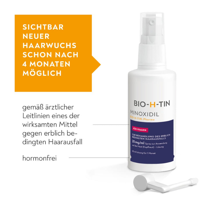 Minoxidil BIO-H-TIN Pharma 20 mg/ml für Frauen zur Behandlung bei erblich bedingtem Haarausfall, 60 ml Solution