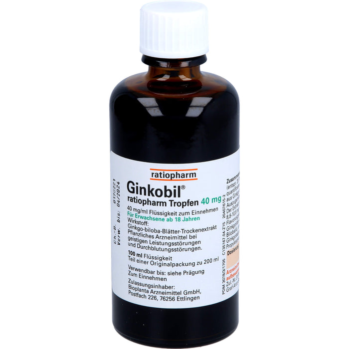 Ginkobil® ratiopharm Tropfen 40 mg, 200 ml TRO