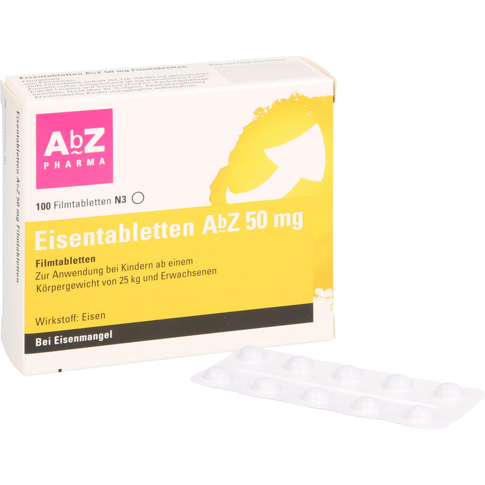 Eisentabletten AbZ 50 mg Filmtabletten, 100 pcs. Tablets