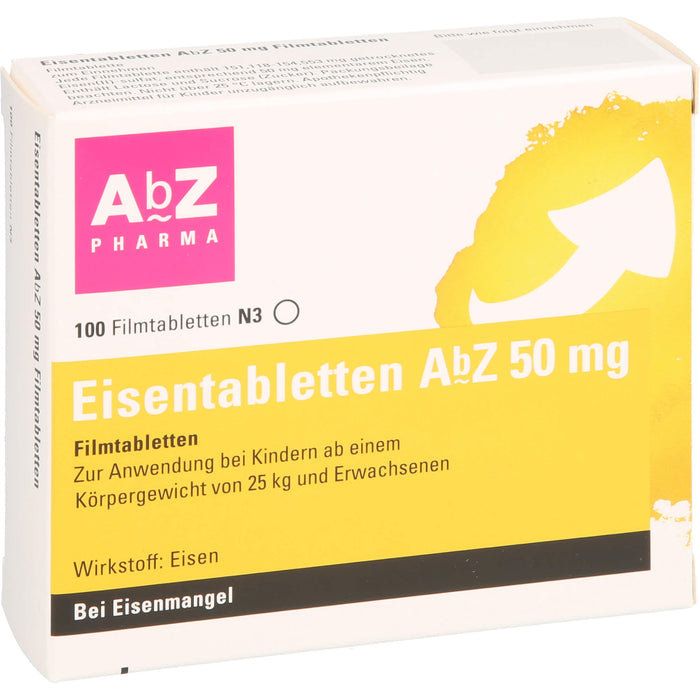 Eisentabletten AbZ 50 mg Filmtabletten, 100 pcs. Tablets