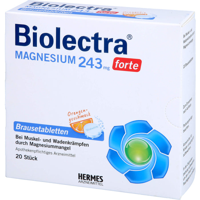 Biolectra Magnesium 243 mg forte Brausetabletten mit Orangengeschmack, 20 pcs. Tablets