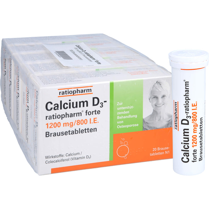Calcium D3-ratiopharm® forte, 1200mg/800 I.E. Brausetabletten, 100 St BTA