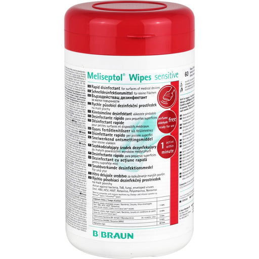 MELISEPTOL Wipes sensitive Spenderbox, 60 St. Tücher