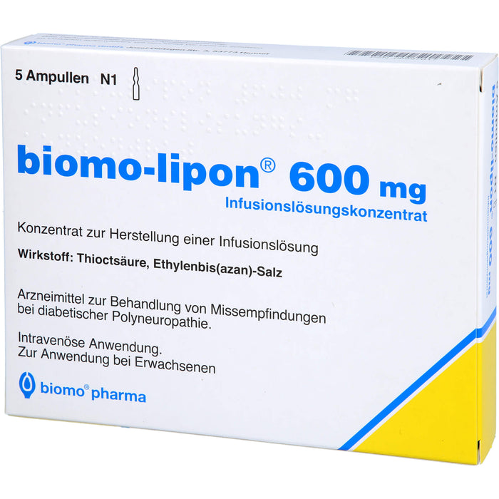 Biomo-Lipon 600 mg Infusionslösungskonzentrat bei diabetischer Polyneuropathie, 5 pc Ampoules