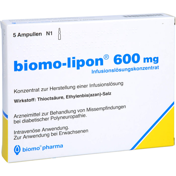 Biomo-Lipon 600 mg Infusionslösungskonzentrat bei diabetischer Polyneuropathie, 5 pc Ampoules