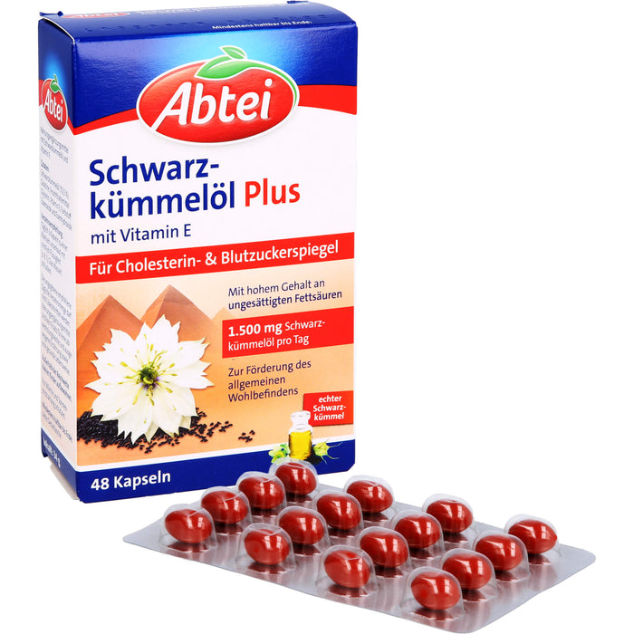 Abtei Schwarzkümmelöl Plus Kapseln für den Cholesterinspiegel, 48 pc Capsules