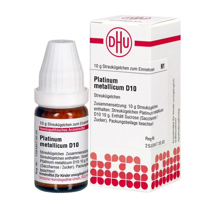 Platinum metallicum D10 DHU Globuli, 10 g Globules