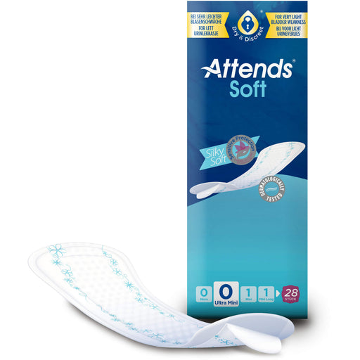 Attends Soft 0 Ultra Mini Hygiene-Einlagen bei sehr leichter Blasenschwäche, 28 St. Einlagen