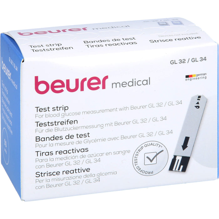 Beurer Blutzuckerteststreifen GL32/GL34 BGL 60, 50 pc Bandelettes réactives