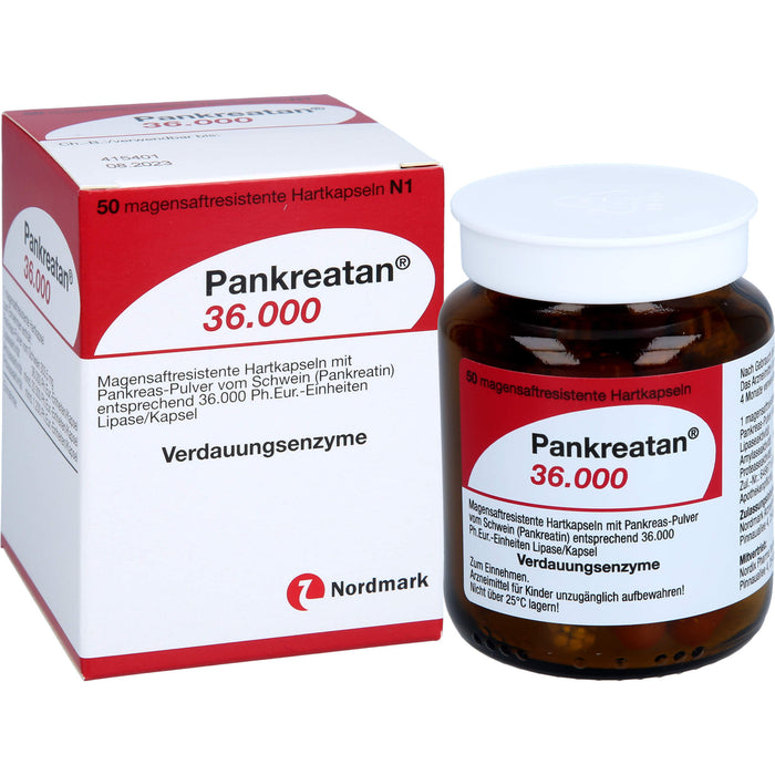 Pankreatan 36.000 Hartkapseln Verdauungsenzyme mit Pankreas-Pulver vom Schwein, 50 pc Capsules