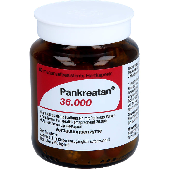 Pankreatan 36.000 Hartkapseln Verdauungsenzyme mit Pankreas-Pulver vom Schwein, 50 pc Capsules