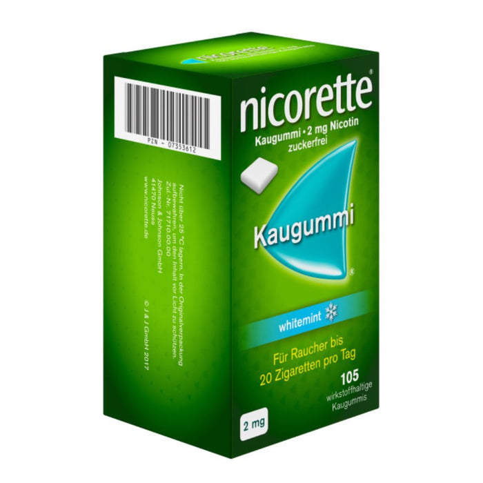 nicorette 2 mg whitemint Kaugummi für Raucher, 105 pc Gomme à mâcher