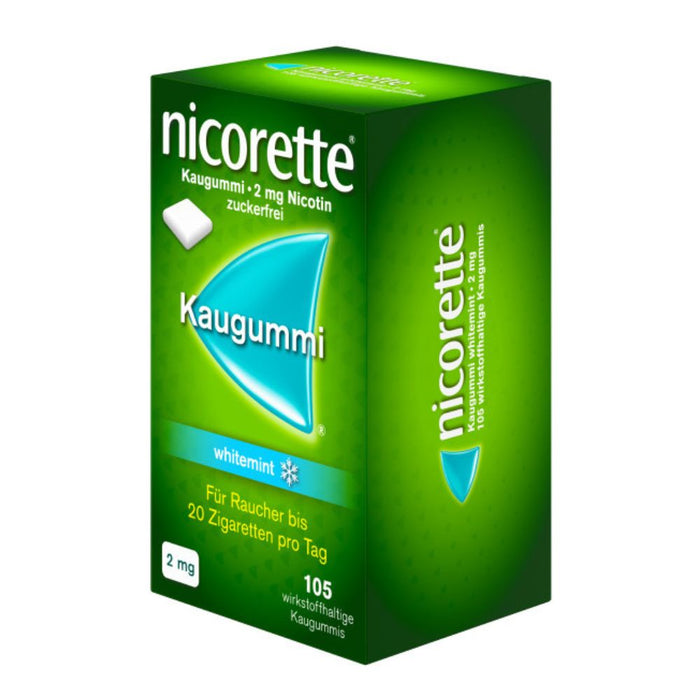 nicorette 2 mg whitemint Kaugummi für Raucher, 105 pc Gomme à mâcher