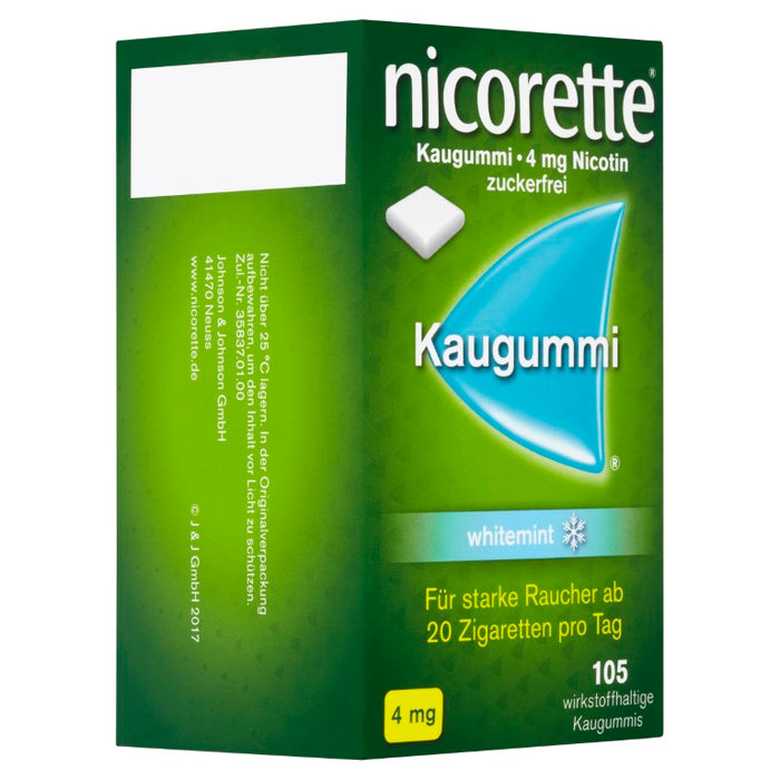 Nicorette Kaugummi 4 mg whitemint, 105 pcs. Chewing gum
