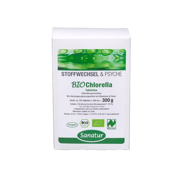 Sanatur BioChlorella Tabletten für Stoffwechsel und Psyche, 750 pc Tablettes