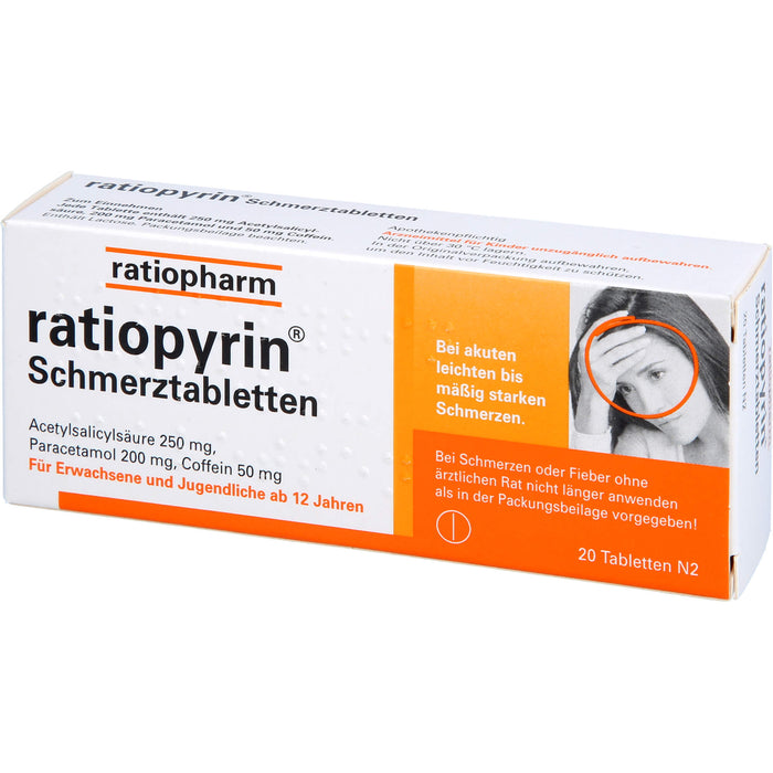 ratiopyrin  Schmerztabletten, 20 pcs. Tablets