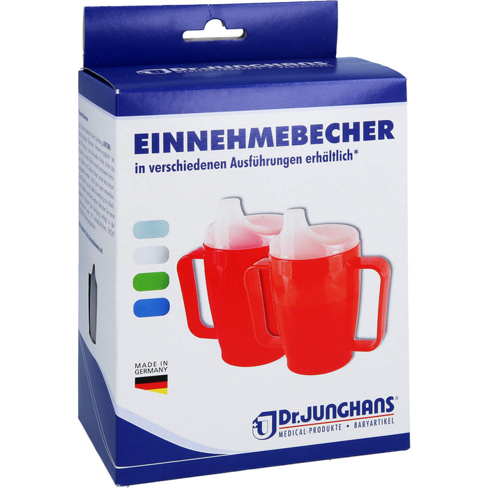 Dr. Junghans Einnehmebecher 250 ml mit Griff weiß 2 Deckel 4 und 12 mm, 1 pcs. Goblet