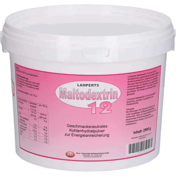Maltodextrin 12 Lamperts Pulver zur Energieanreicherung mit Kohlenhydraten, 2500 g Pulver