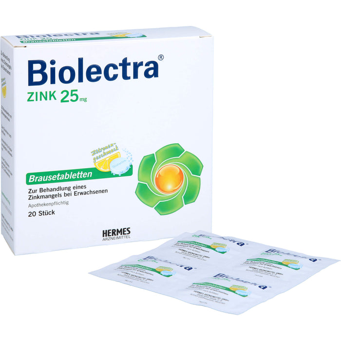 Biolectra Zink 25 mg Zitrone Brausetabletten zur Behandlung eines Zinkmangels, 20 St BTA