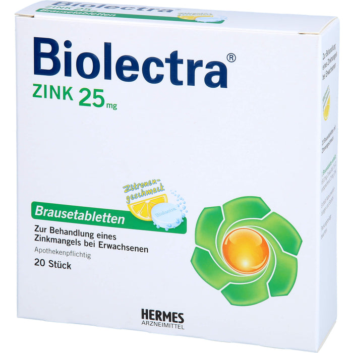 Biolectra Zink 25 mg Zitrone Brausetabletten zur Behandlung eines Zinkmangels, 20 St BTA
