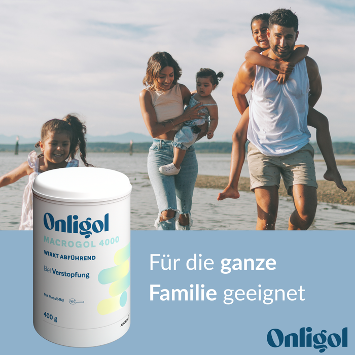 Onligol Macrogol 4000 - Sanfte, effektive Hilfe bei Verstopfung und Obstipation - mit Macrogol 4000 - ohne Zusatzstoffe & Zucker, 400 g Powder