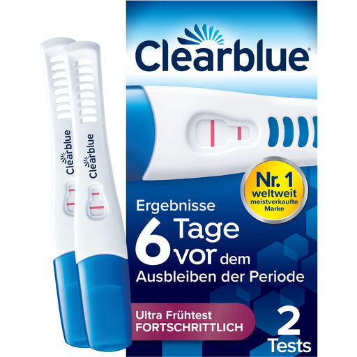 Clearblue Schwangerschaftstest Ultra Frühtest Fortschrittlich Frühe Erkennung durch Messung von 2 verschiedenen Hormonen, 2 St. Test