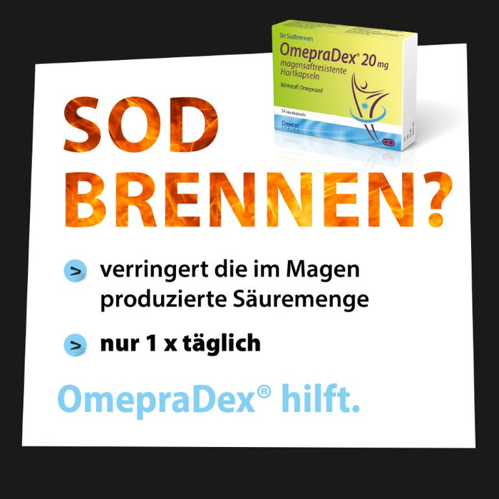 OmepraDex 20 mg magensaftresistente Hartkapseln, 14 pc Capsules