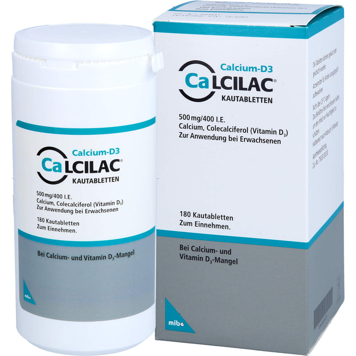 Calcilac Kautabletten 500 mg / 400 I.E., 180 pc Tablettes