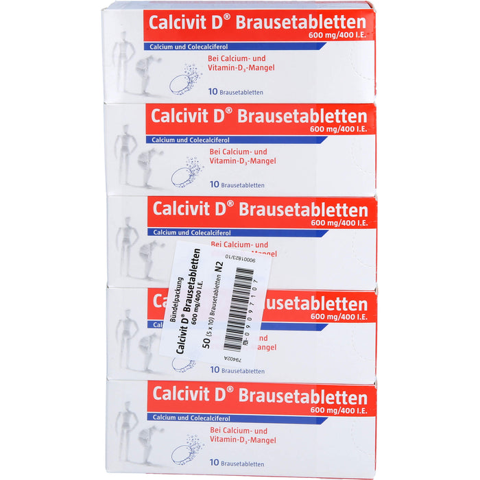 Calcivit D Brausetabletten 600 mg/400 I.E. bei Calcium und Vitamin-D3-Mangel, 50 St. Brausetabletten