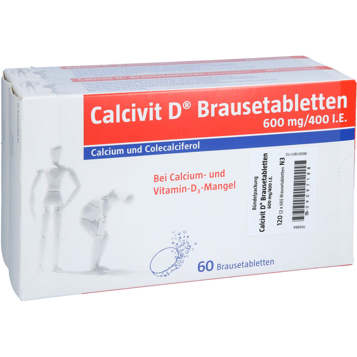 Calcivit D Brausetabletten 600 mg / 400 I.E. zur unterstützenden Behandlung von Osteoporose, 120 pc Tablettes