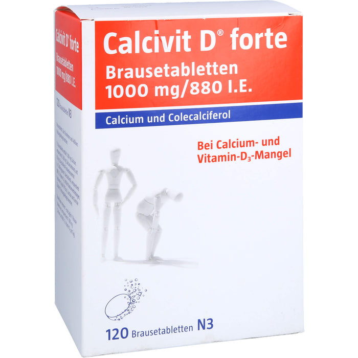 Calcivit D forte Brausetabletten 1000 mg / 880 I.E. bei Calcium und Vitamin-D3-Mangel, 120 pcs. Tablets
